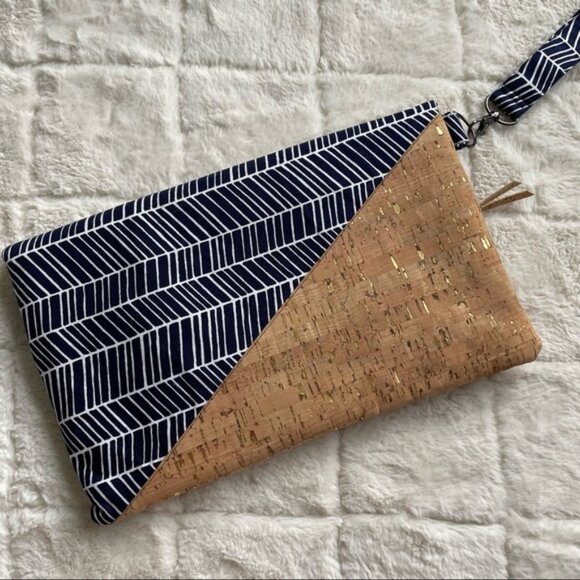 Cartera Designs | Navy Chevron & Goil Foil Cork Leather | Tainted Love Clutch - Picture 10 of 11